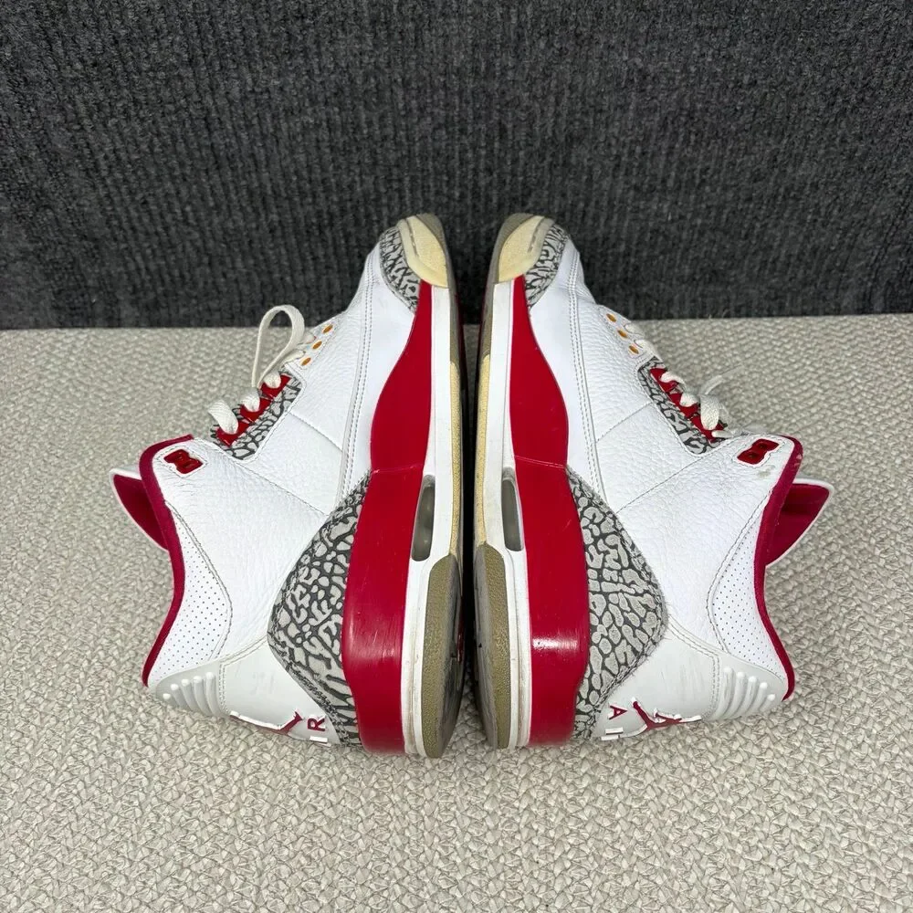 Nike Air Jordan 3 Retro Cardinal Red White Shoes Mens 9 CT8532-126